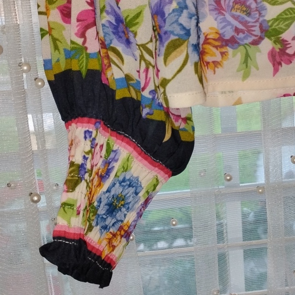 Jealous Tomato Woman's High Neck Floral Print Long Sleeve Blouse, Size: S - Picture 3 of 12